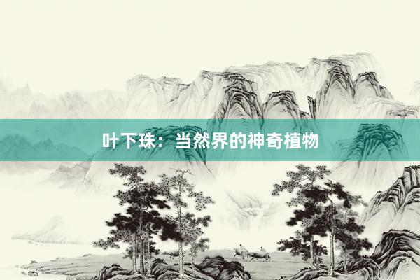 叶下珠：当然界的神奇植物